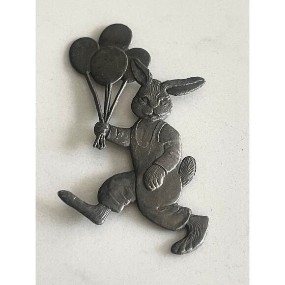 Wilhelm Schweizer, Bunny With Balloons, Pewter, Statue, Bavarian, ~ 250110-WH 05 - Picture 1 of 3